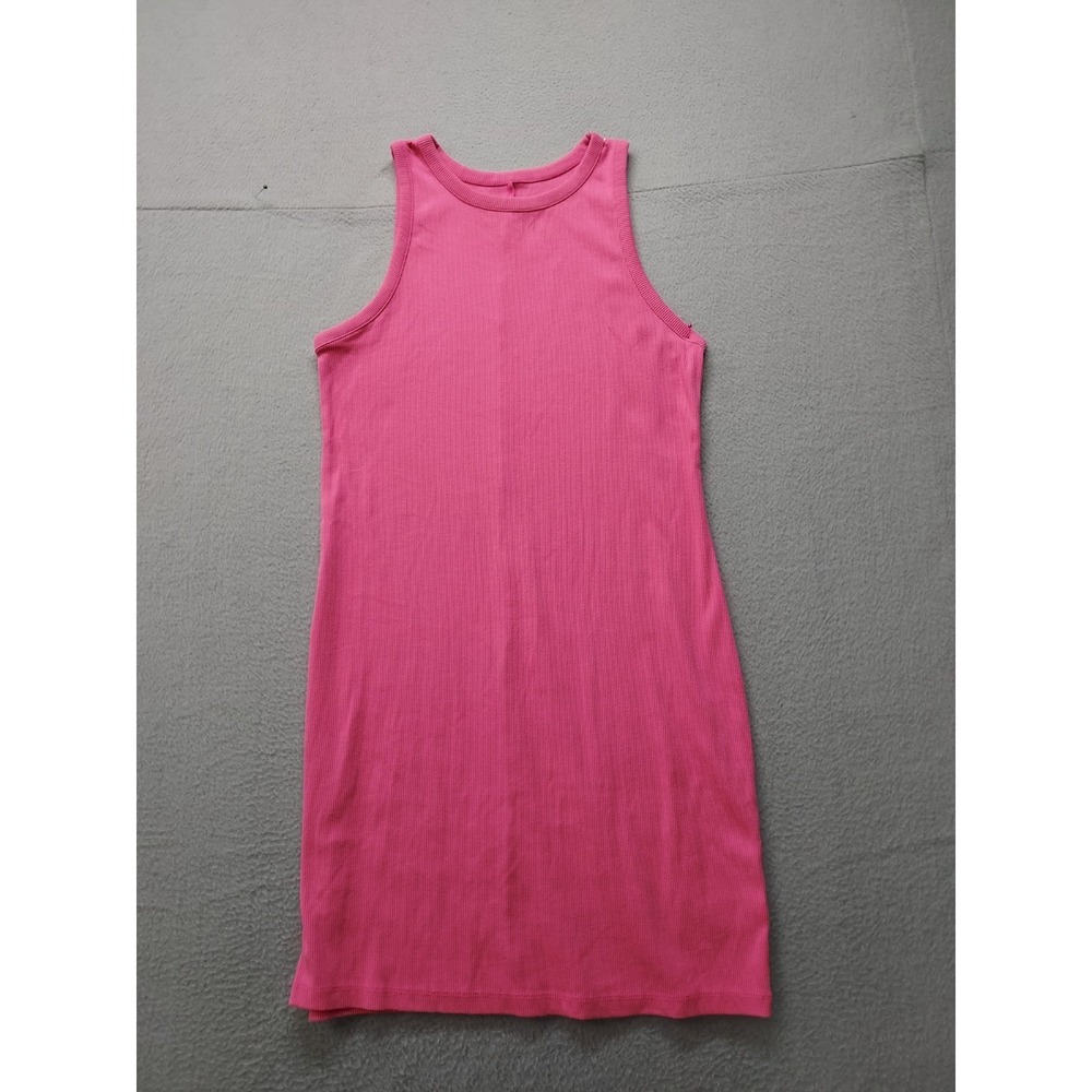 A New Day Women Tank Dress M Pink Ribbed Round Neck Sleeveless Summer‎ Casual
